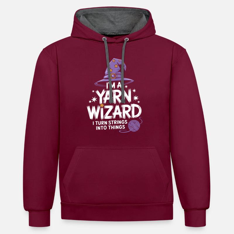 Unleash creativity with wool - Contrast hoodie - burgundy/charcoal