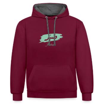 Sabr - Patience - Contrast hoodie - burgundy/charcoal - Front - Anna (173cm) & Nico (186cm)
