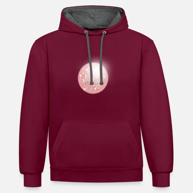 Discokugel - Sweat à capuche contrasté - bordeaux/anthracite