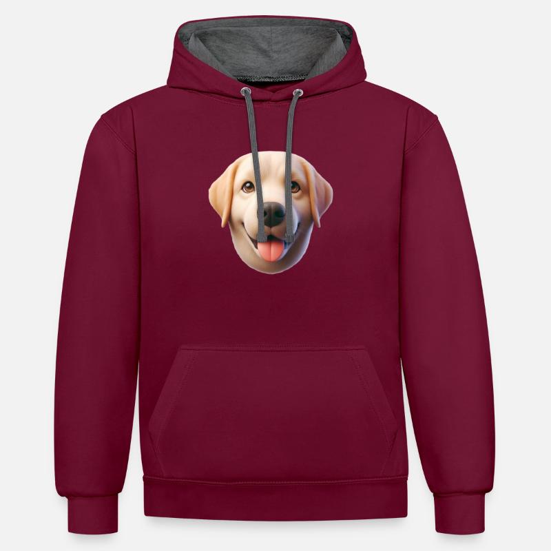 Tête de chien 1 - Sweat à capuche contrasté - bordeaux/anthracite