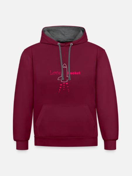 Love Rocket - Contrast hoodie - burgundy/charcoal