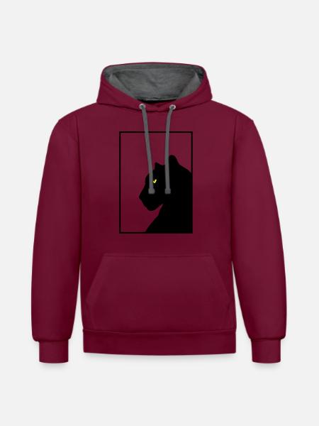 Panther black frame - Contrast hoodie - burgundy/charcoal