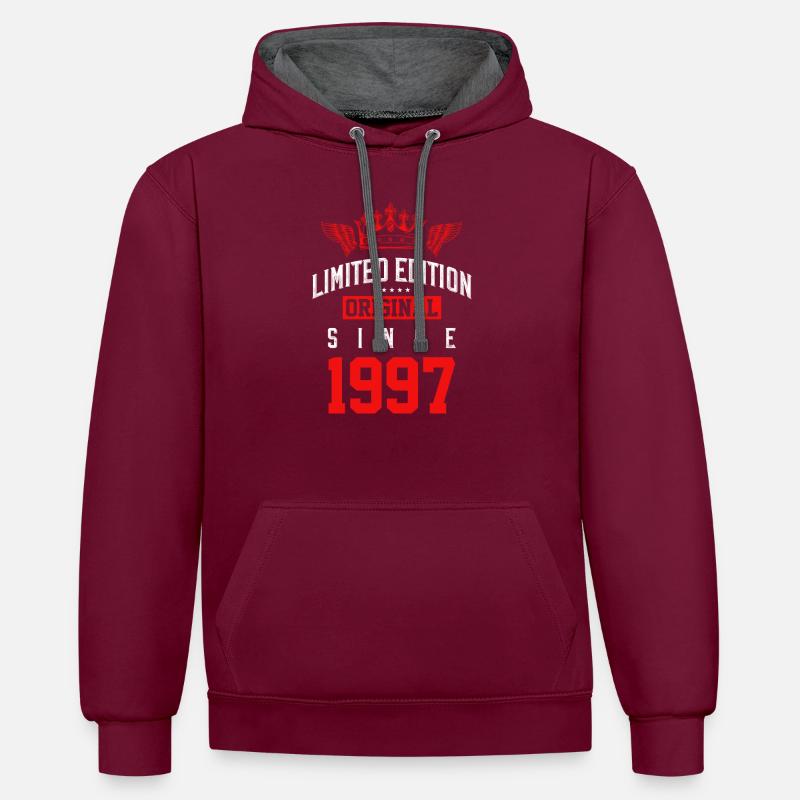 Édition limitée 1997 - Sweat à capuche contrasté - bordeaux/anthracite