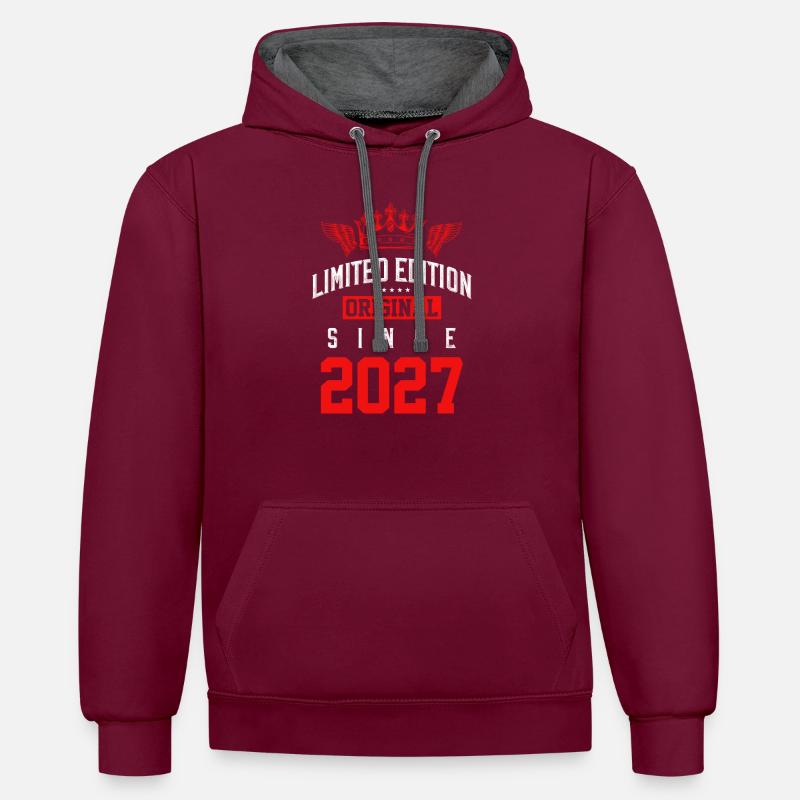 Édition limitée 2027 - Sweat à capuche contrasté - bordeaux/anthracite