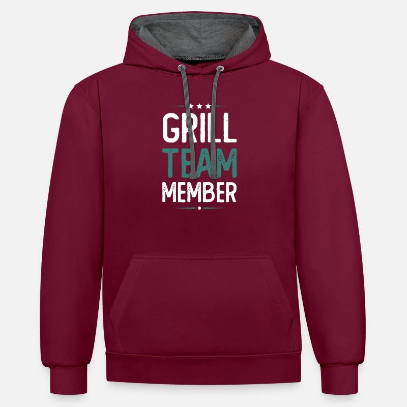 L’équipe Grill - Sweat à capuche contrasté - bordeaux/anthracite