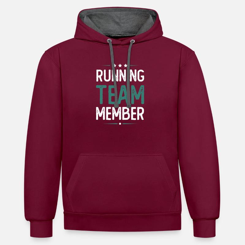 Équipe de course à pied - Sweat à capuche contrasté - bordeaux/anthracite