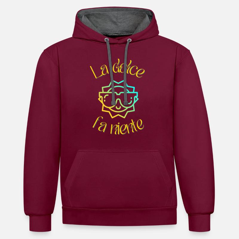 La dolce fa niente - Sweat à capuche contrasté - bordeaux/anthracite