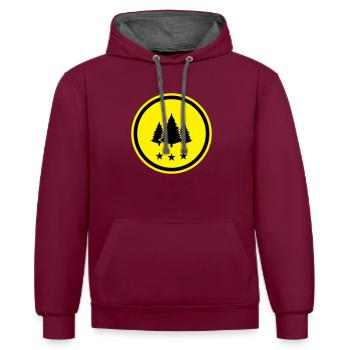Forêt de sapins - Sweat à capuche contrasté - bordeaux/anthracite - Devant - Anna (173cm) & Nico (186cm)