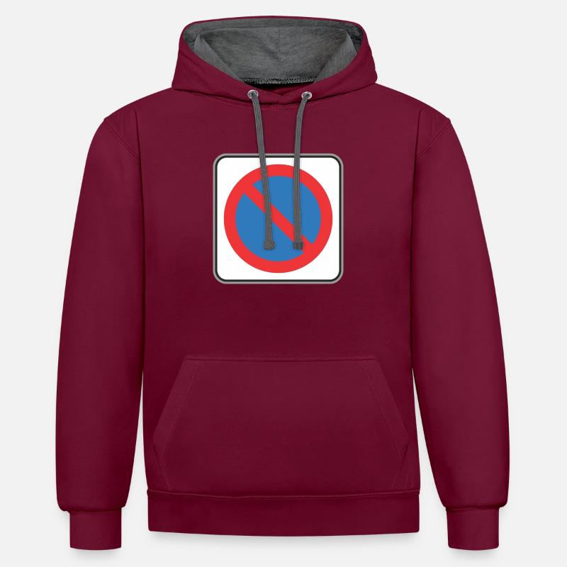Panneau routier limité - Sweat à capuche contrasté - bordeaux/anthracite