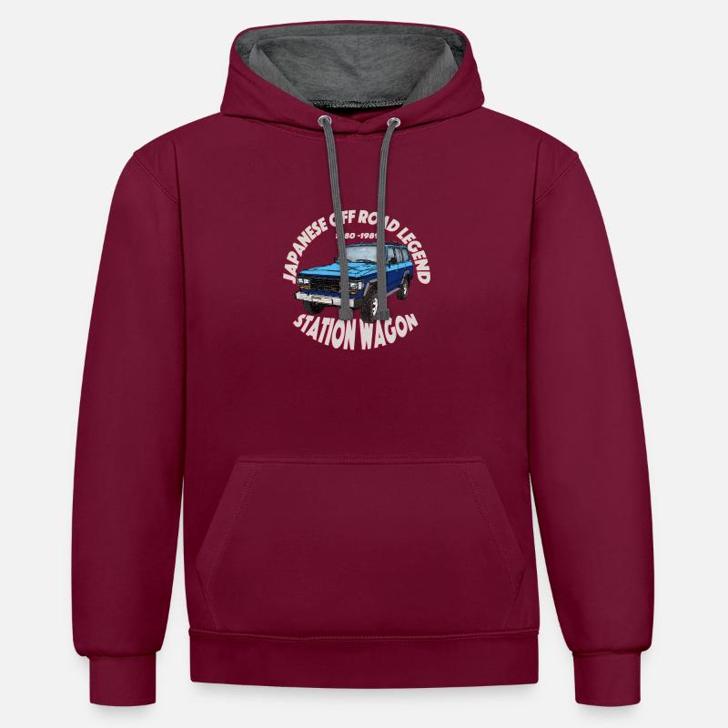Break bleu / bleu - Sweat à capuche contrasté - bordeaux/anthracite