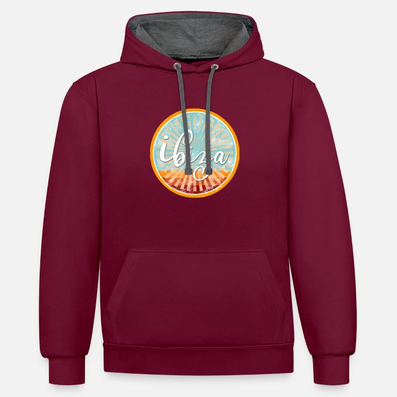 Soleil d'Ibiza - Sweat à capuche contrasté - bordeaux/anthracite
