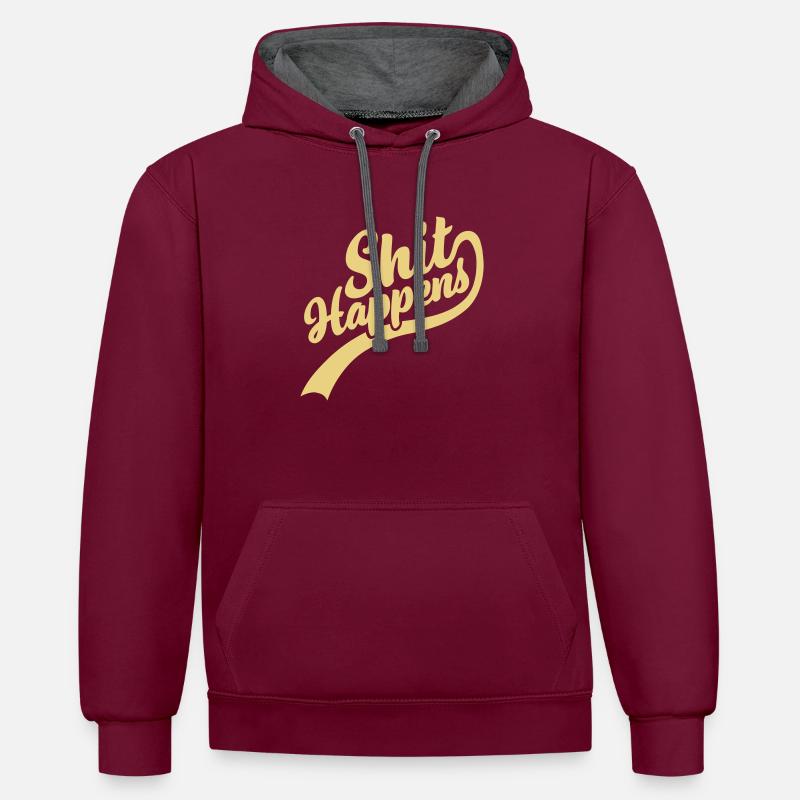 La merde arrive lettrage Citation - Sweat à capuche contrasté - bordeaux/anthracite