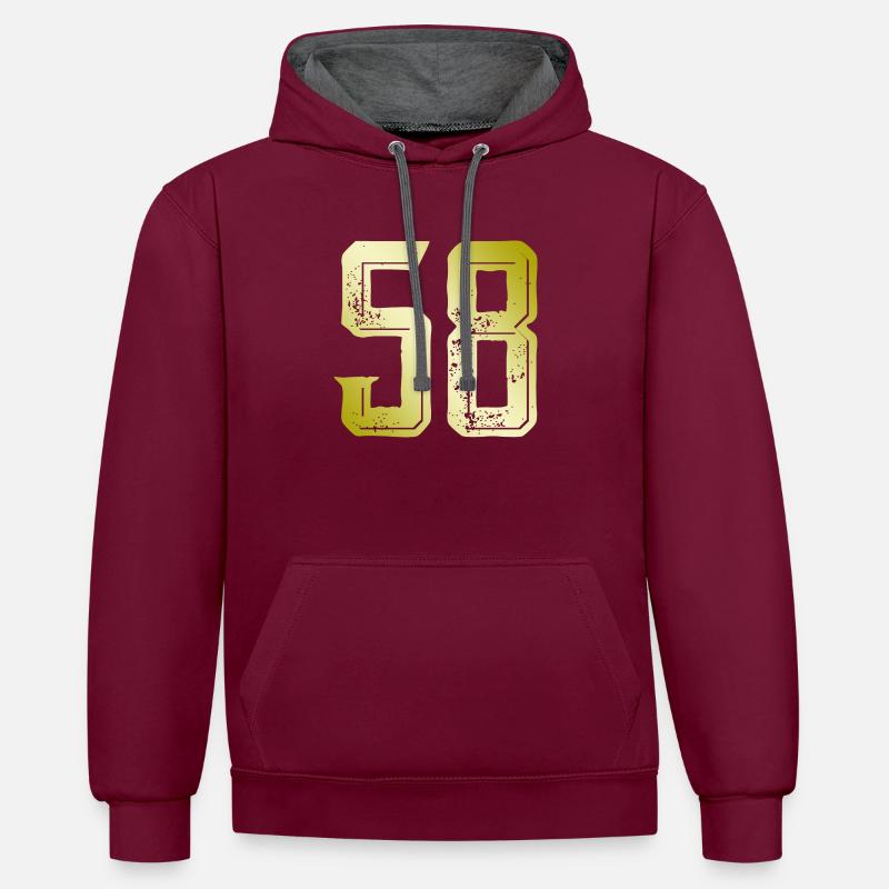 Symbole numérique 58 - Sweat à capuche contrasté - bordeaux/anthracite