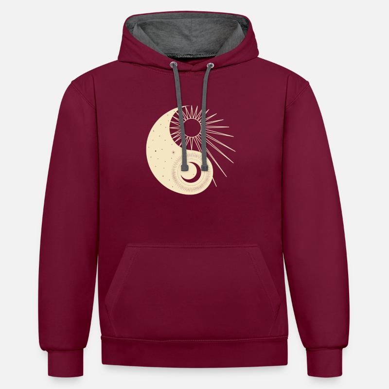 Équilibre cosmique - Sweat à capuche contrasté - bordeaux/anthracite