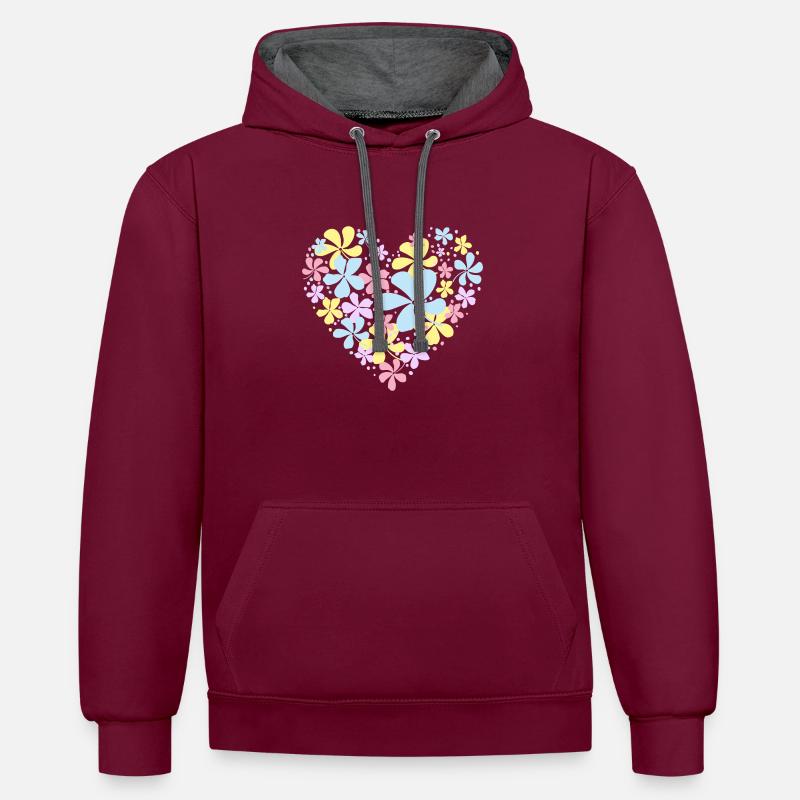 Coeur de fleur - Sweat à capuche contrasté - bordeaux/anthracite