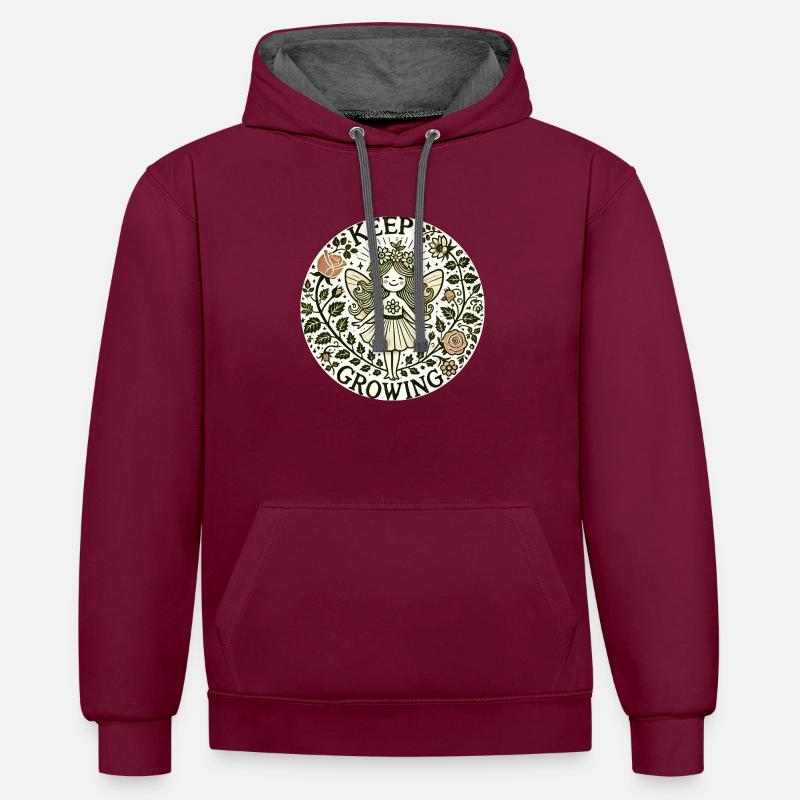 Continuez à grandir - Sweat à capuche contrasté - bordeaux/anthracite