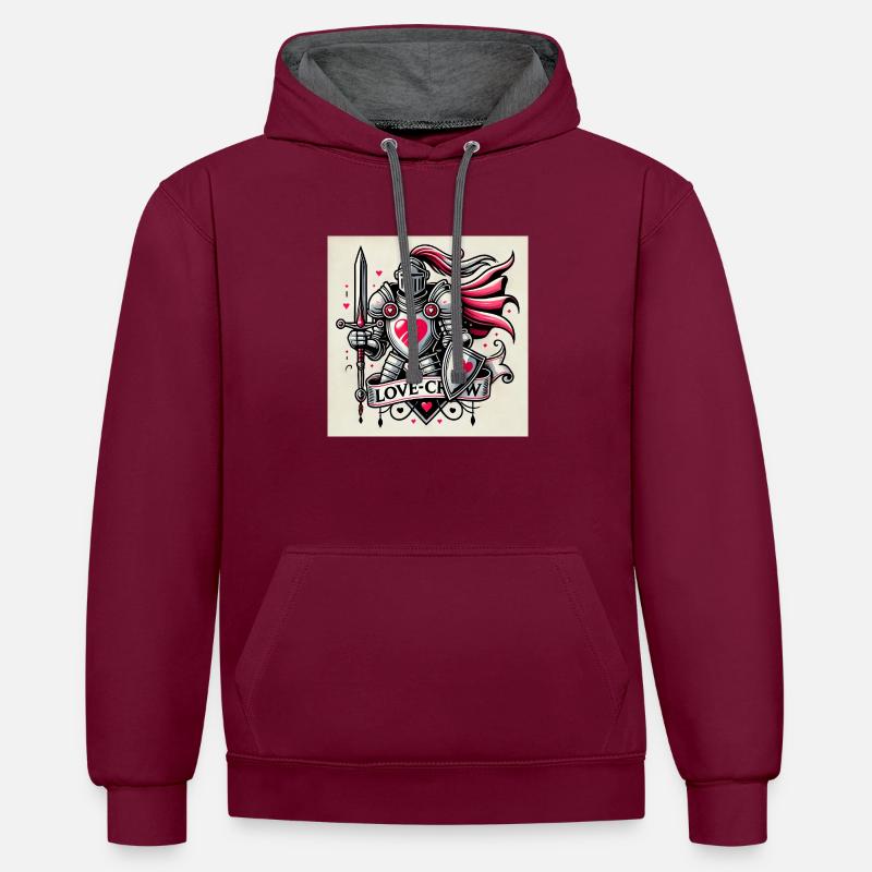 Love Crew Le chevalier - Sweat à capuche contrasté - bordeaux/anthracite