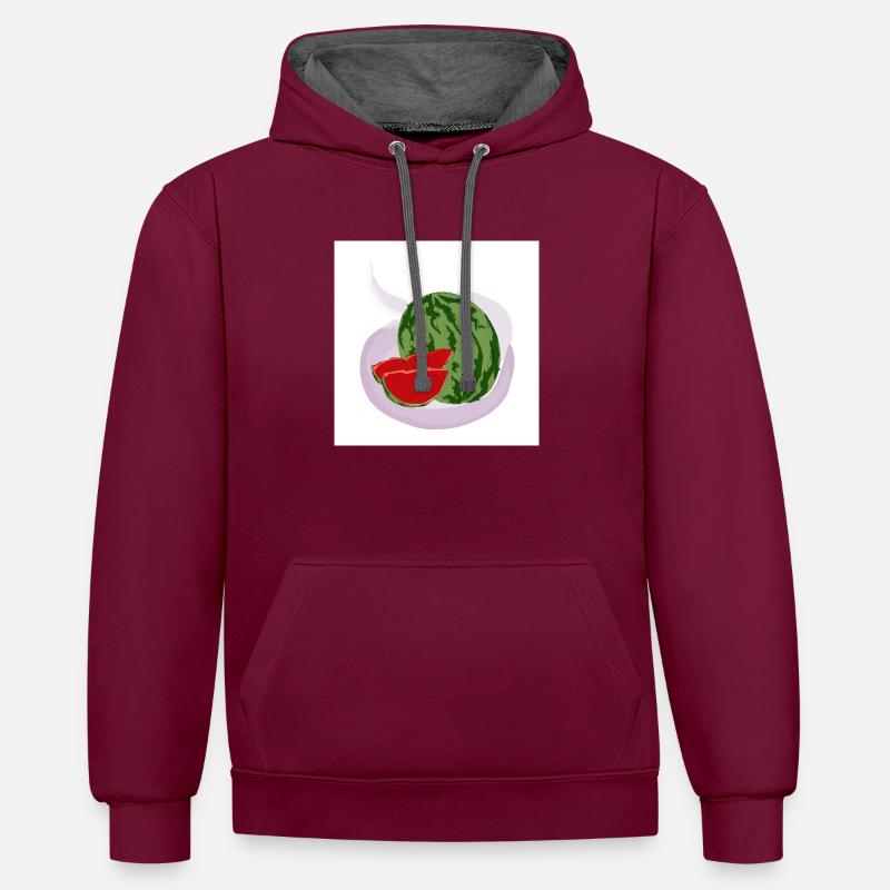 Pastèque rouge - Sweat à capuche contrasté - bordeaux/anthracite
