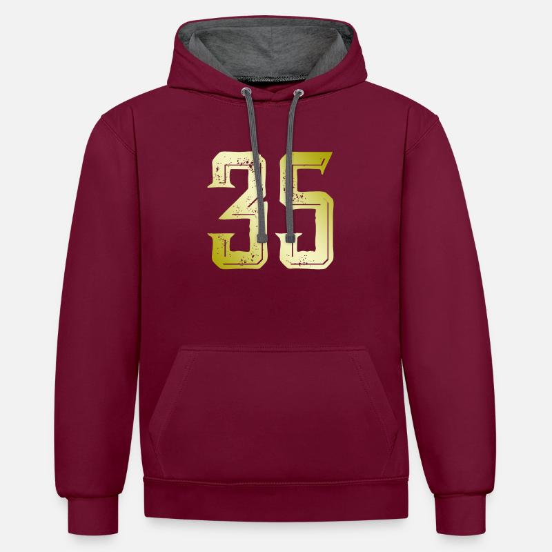 Symbole numérique 35 - Sweat à capuche contrasté - bordeaux/anthracite