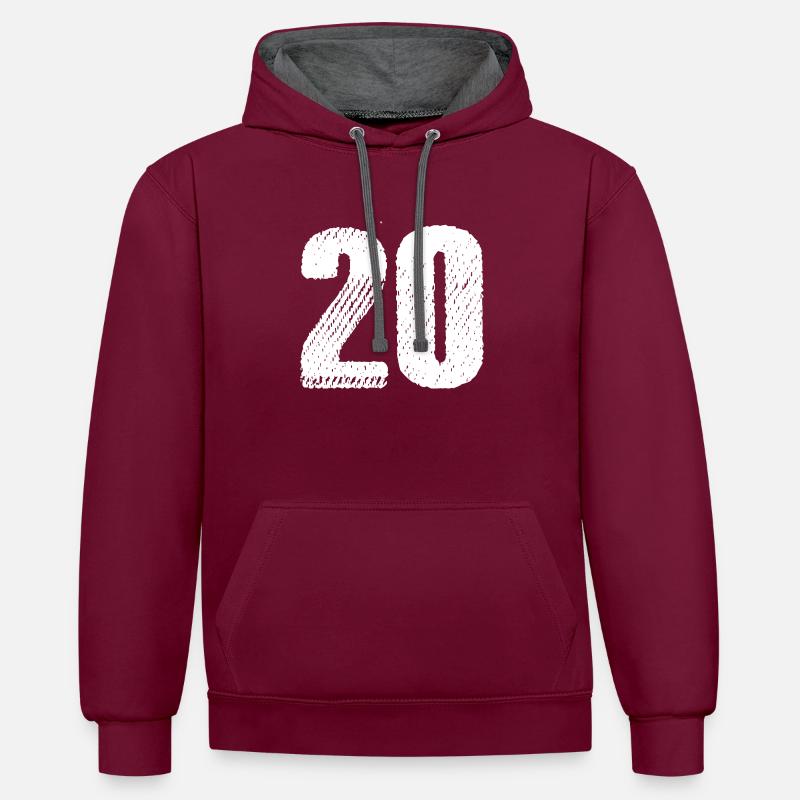 Maillot à 20 chiffres - Sweat à capuche contrasté - bordeaux/anthracite