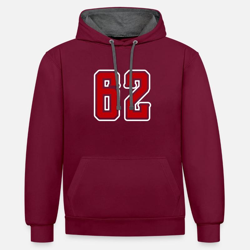 Symbole numérique 62 - Sweat à capuche contrasté - bordeaux/anthracite