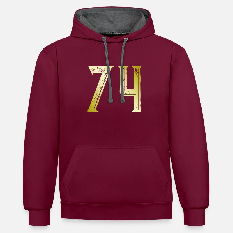 Symbole numérique 74 - Sweat à capuche contrasté - bordeaux/anthracite