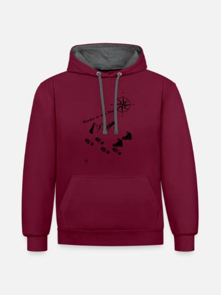 Wandern - Kontrast-Hoodie - Weinrot/Anthrazit