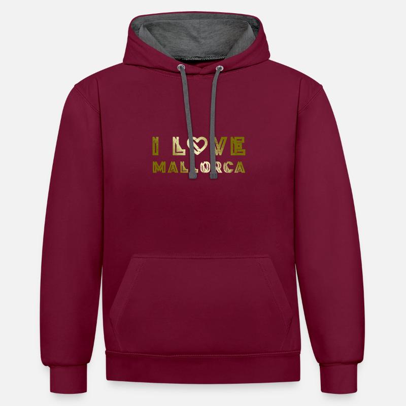 J’aime Majorque - Sweat à capuche contrasté - bordeaux/anthracite