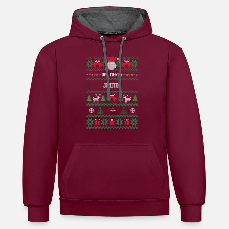 Un joyeux concierge - Sweat à capuche contrasté - bordeaux/anthracite