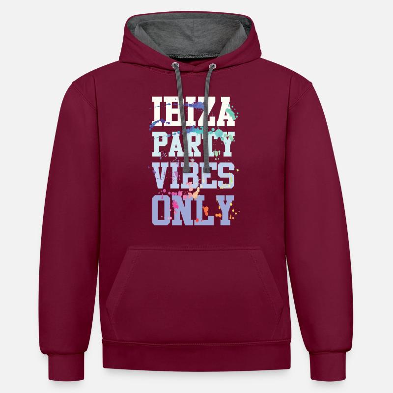 Ibiza Party Vibes - Sweat à capuche contrasté - bordeaux/anthracite
