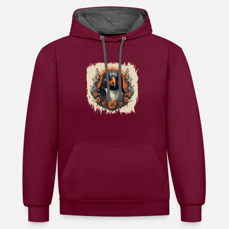 Pingouin dansant présente déclaration Cool - Sweat à capuche contrasté - bordeaux/anthracite