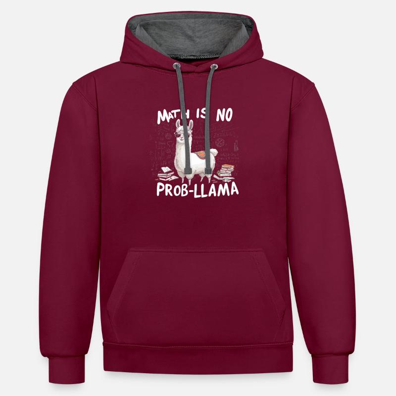 math is no prob-llama - Contrast hoodie - burgundy/charcoal