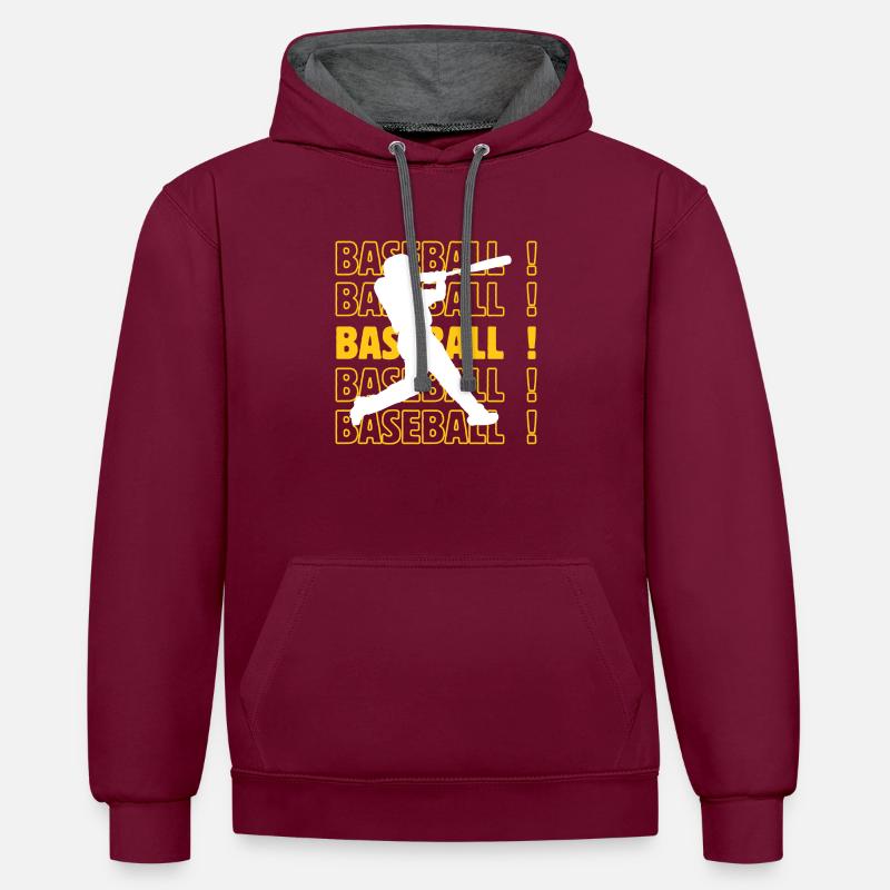 Base-ball baseball baseball - Sweat à capuche contrasté - bordeaux/anthracite