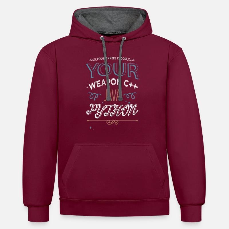 backend developer - Kontrast-Hoodie - Weinrot/Anthrazit