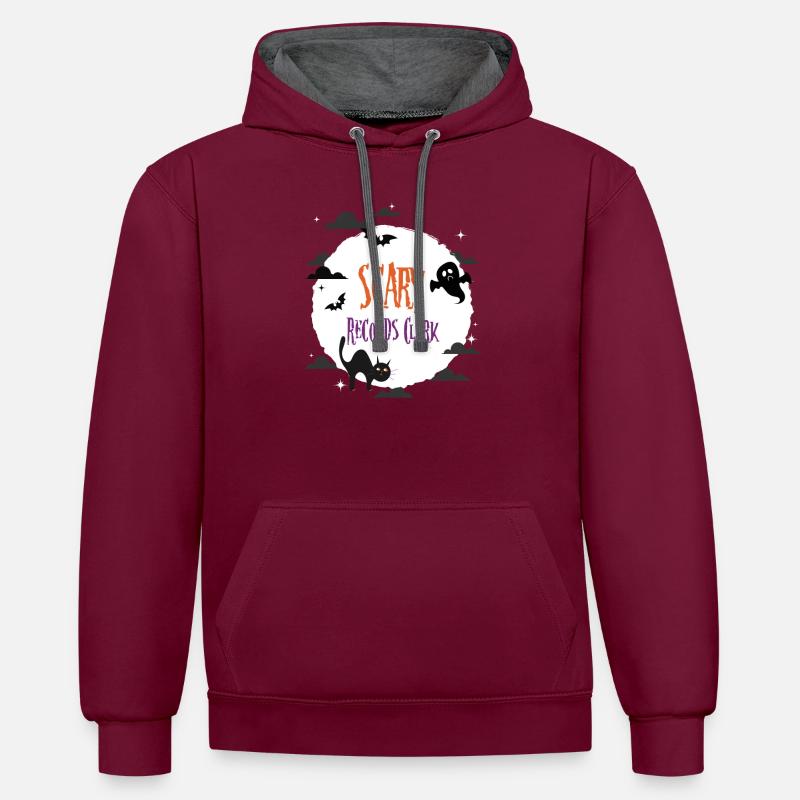 Commis aux dossiers effrayant - Sweat à capuche contrasté - bordeaux/anthracite