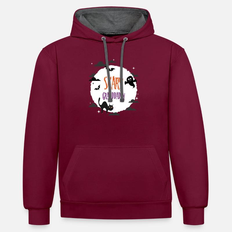 Grand-père effrayant - Sweat à capuche contrasté - bordeaux/anthracite