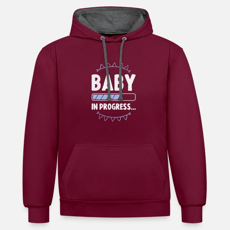 Bébé en cours - Sweat à capuche contrasté - bordeaux/anthracite
