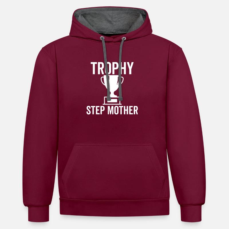 Trophäe Stiefmutter - Kontrast-Hoodie - Weinrot/Anthrazit