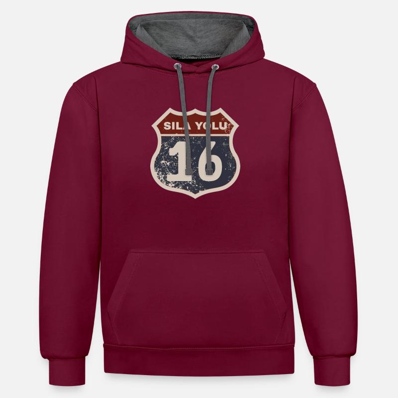 Bursa - Sweat à capuche contrasté - bordeaux/anthracite