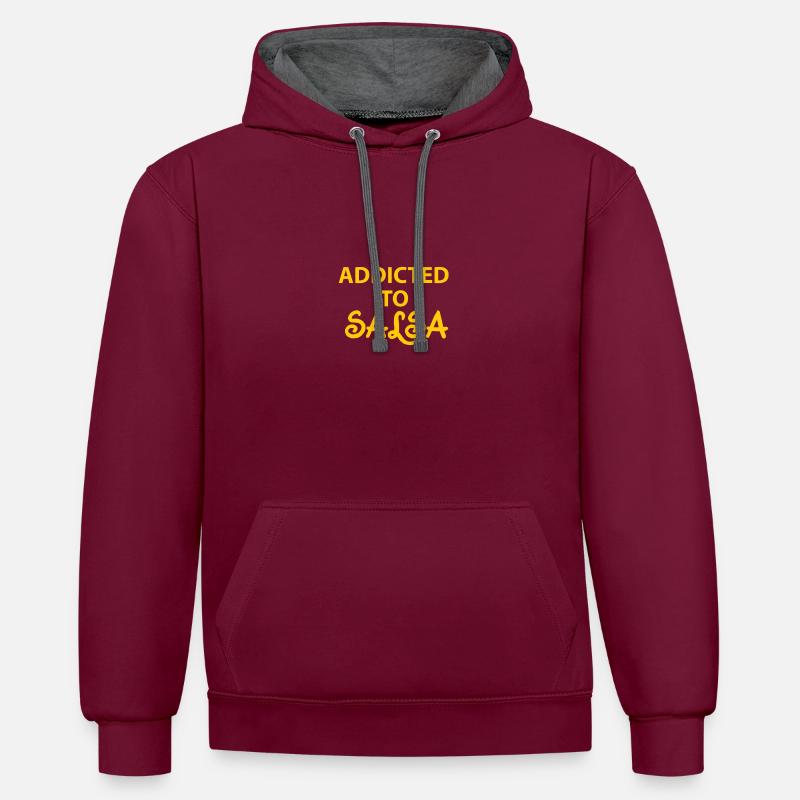 salsa - Sweat à capuche contrasté - bordeaux/anthracite
