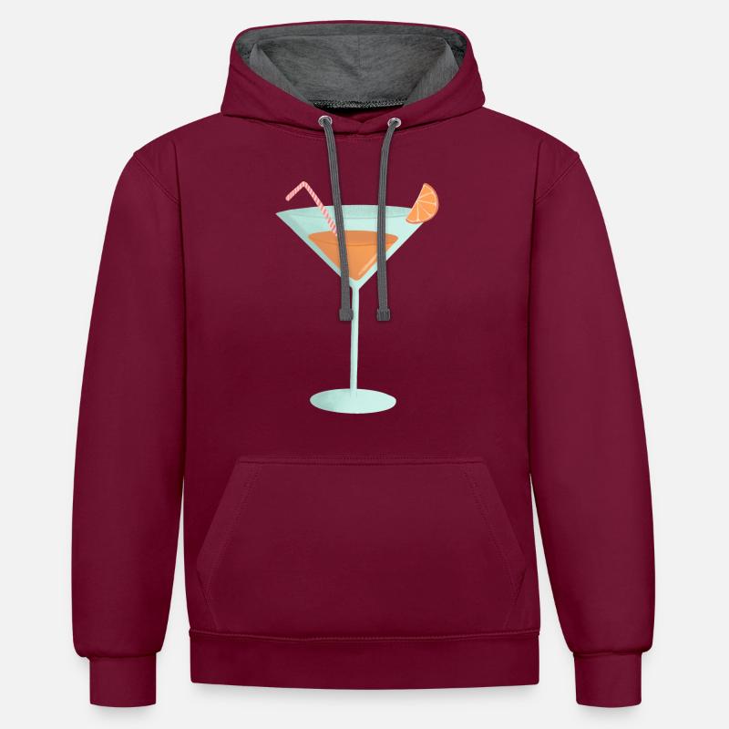 Cocktail à l’orange - Sweat à capuche contrasté - bordeaux/anthracite