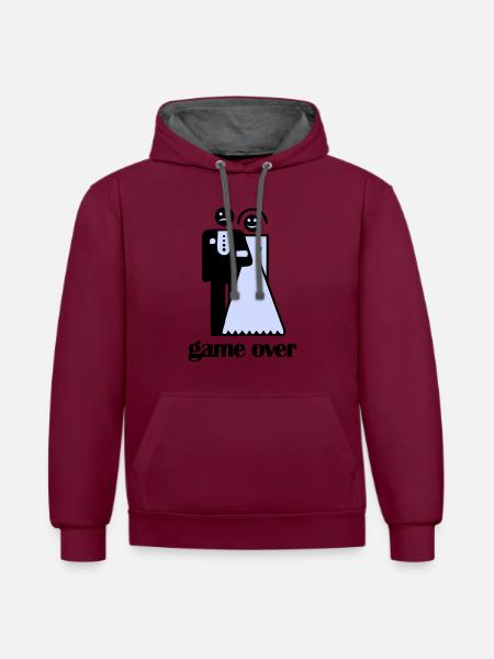Wedding Game Over - Contrast hoodie - burgundy/charcoal