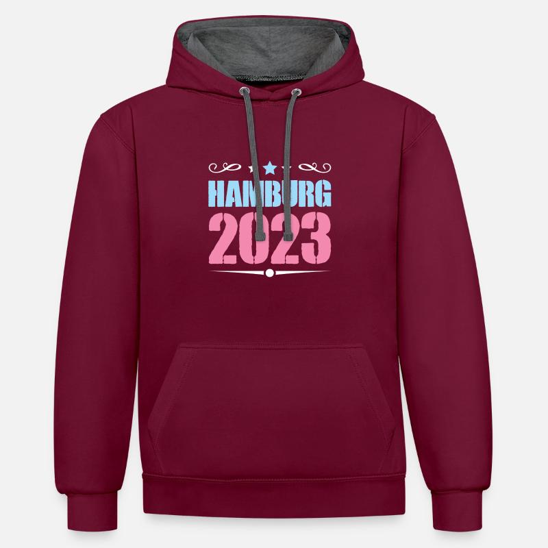Hambourg 2023 - Sweat à capuche contrasté - bordeaux/anthracite