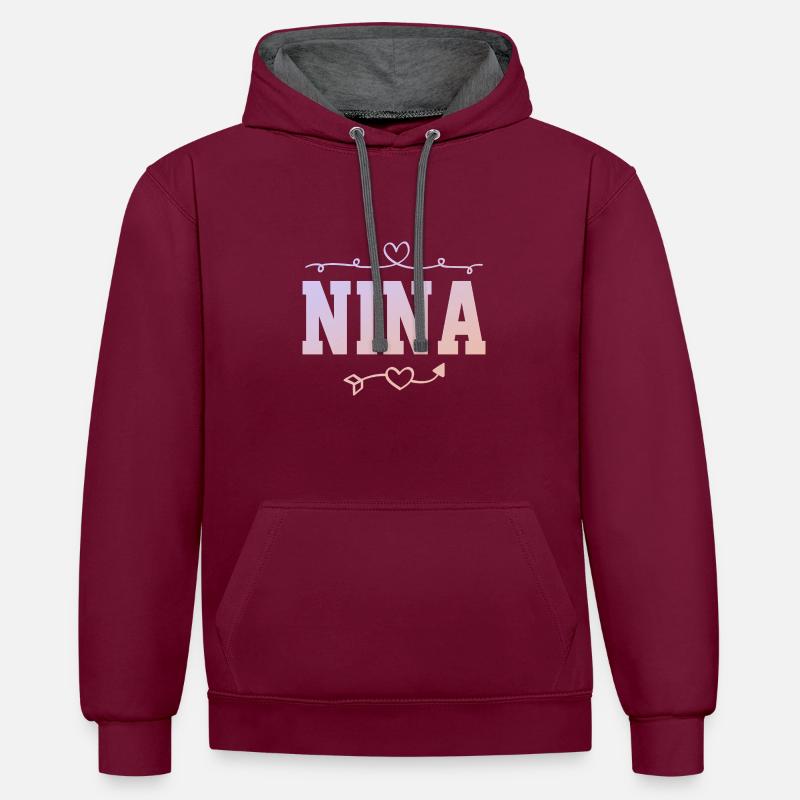 Nina - Kontrast-Hoodie - Weinrot/Anthrazit