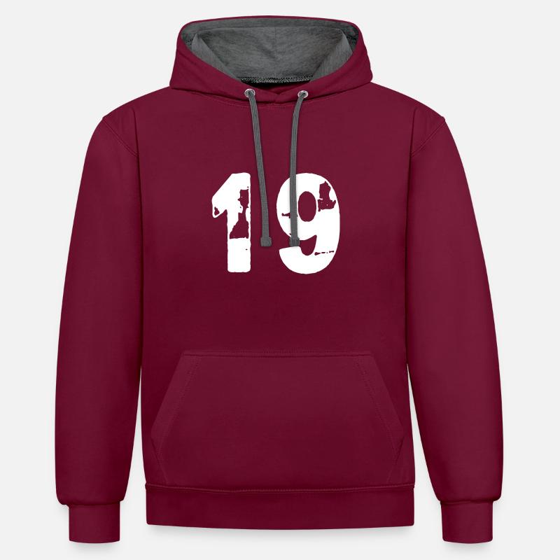 Maillot 19 Numéro - Sweat à capuche contrasté - bordeaux/anthracite