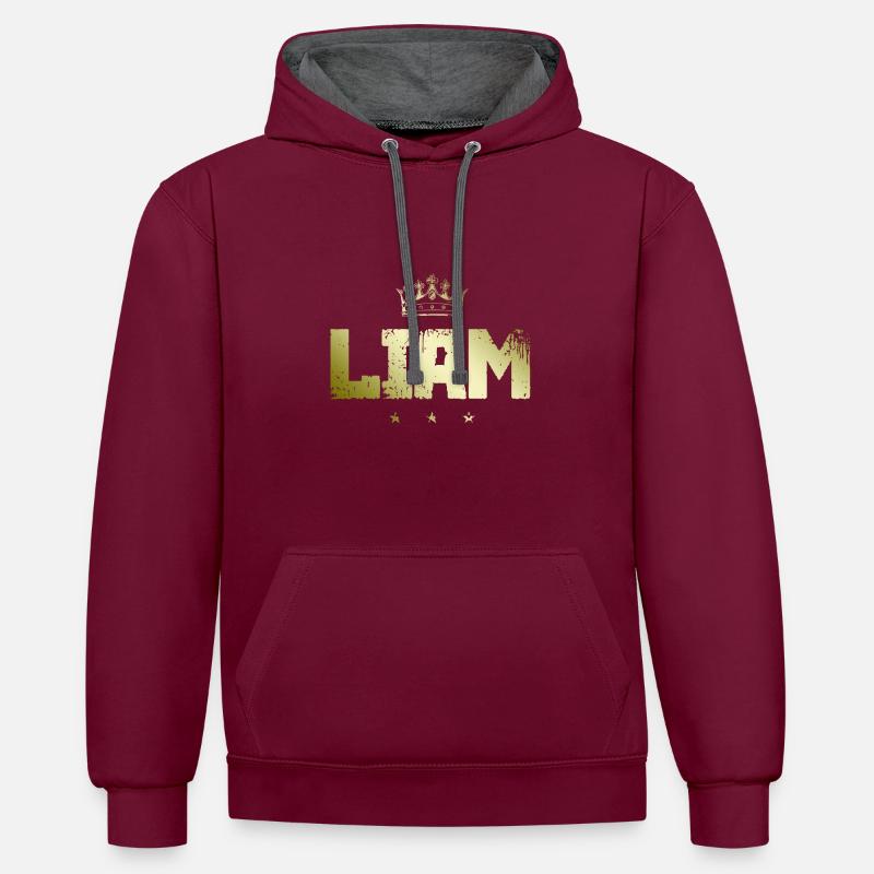 Liam - Sweat à capuche contrasté - bordeaux/anthracite