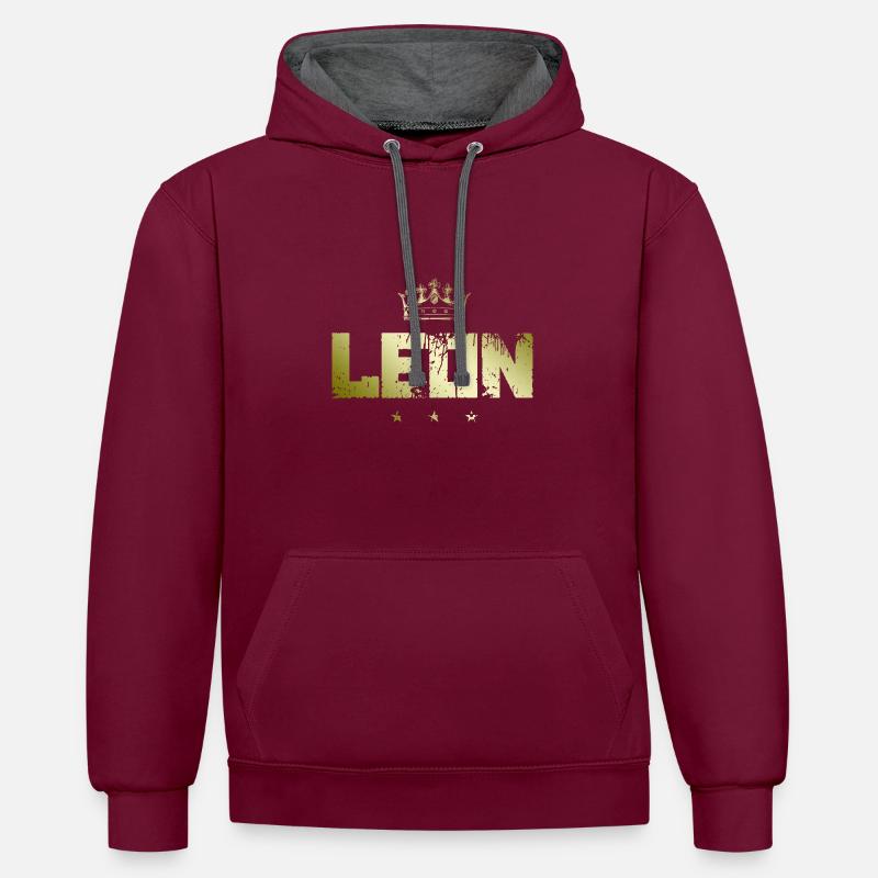 Léon - Sweat à capuche contrasté - bordeaux/anthracite