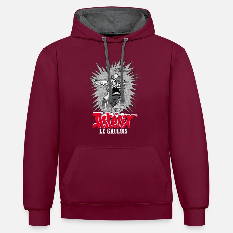 Asterix & Obelix - Asteriy Dynamik - Kontrast-Hoodie - Weinrot/Anthrazit