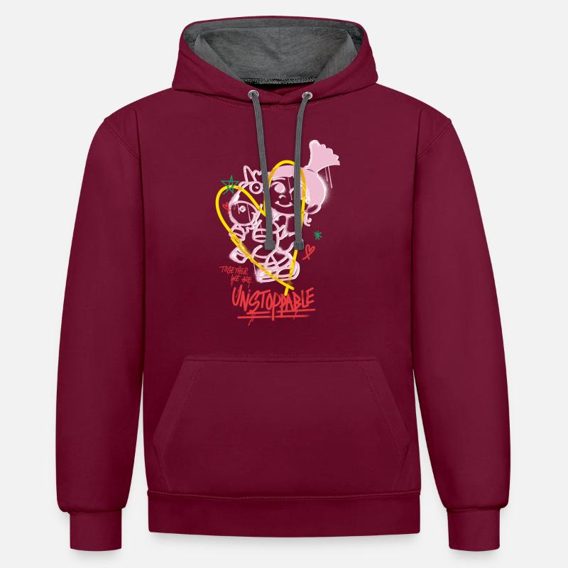 Minions Agnes con Unicornio Esponjoso Imparable - Sudadera con capucha contraste - burdeos/antracita