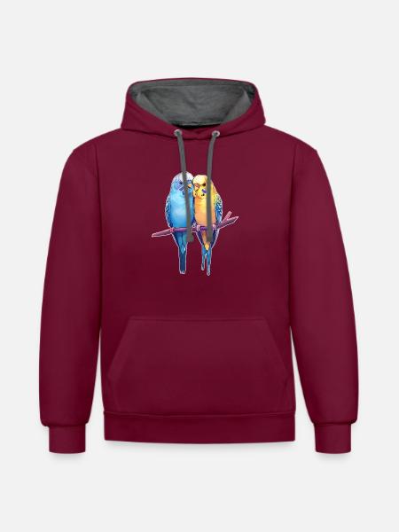 Budgies - Contrast hoodie - burgundy/charcoal